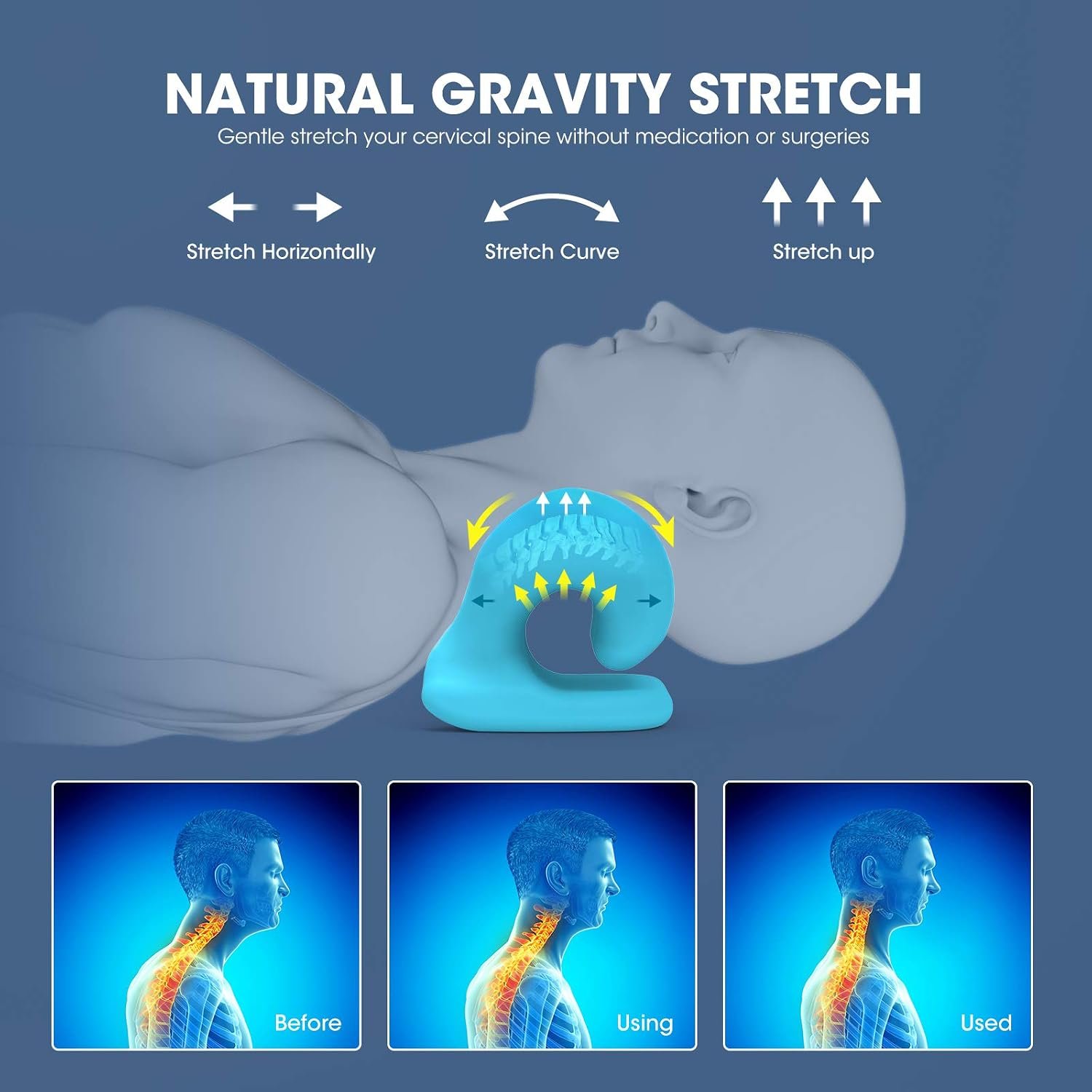Neck and Shoulder Relaxer w/Magnetic Therapy Pillowcase, Neck Stretcher Chiropractic Pillows for Pain Relief, Cervical Traction Device for Relieve TMJ Headache Muscle Tension Spine Alignment - Image 5