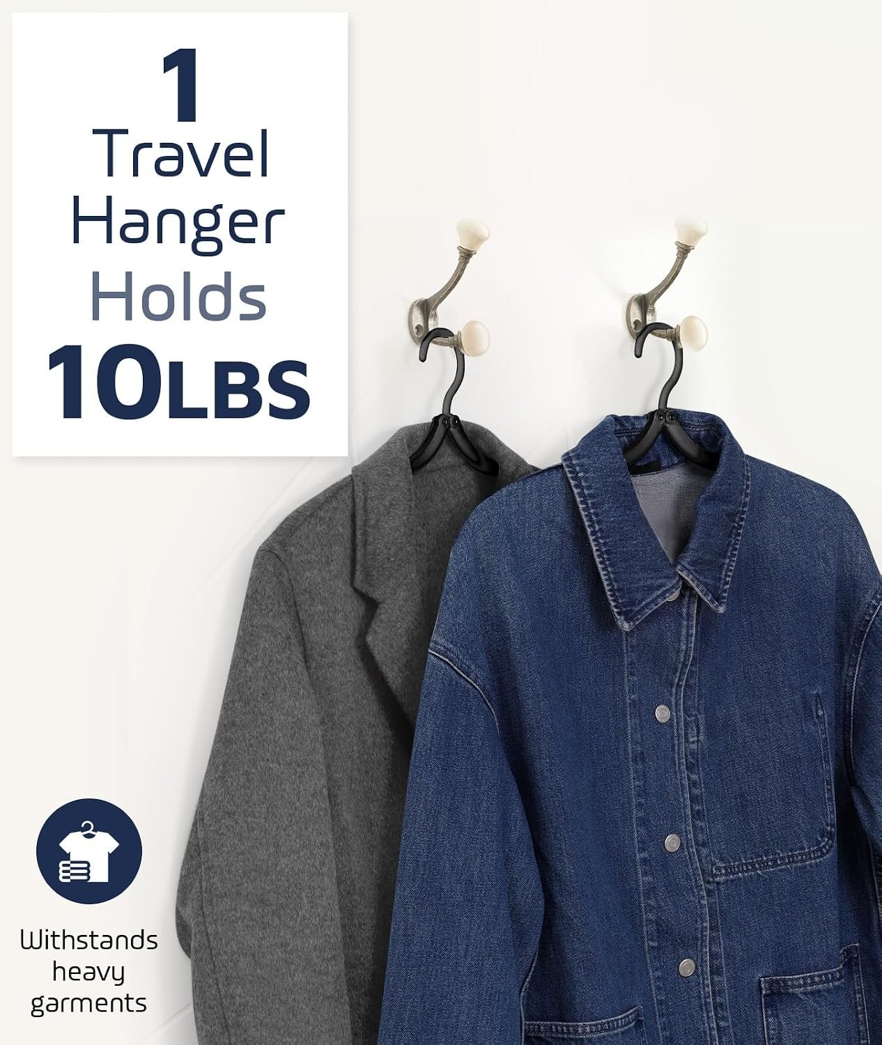 10 Pcs Travel Hangers, Cruise Ship Essentials Foldable Hangers Plastic Travel Essentials, Portable Cruises Must Haves 2026 for Skirt, Suitcase, RV Camping Airplane Europe Vacation Essential, Black - Image 3
