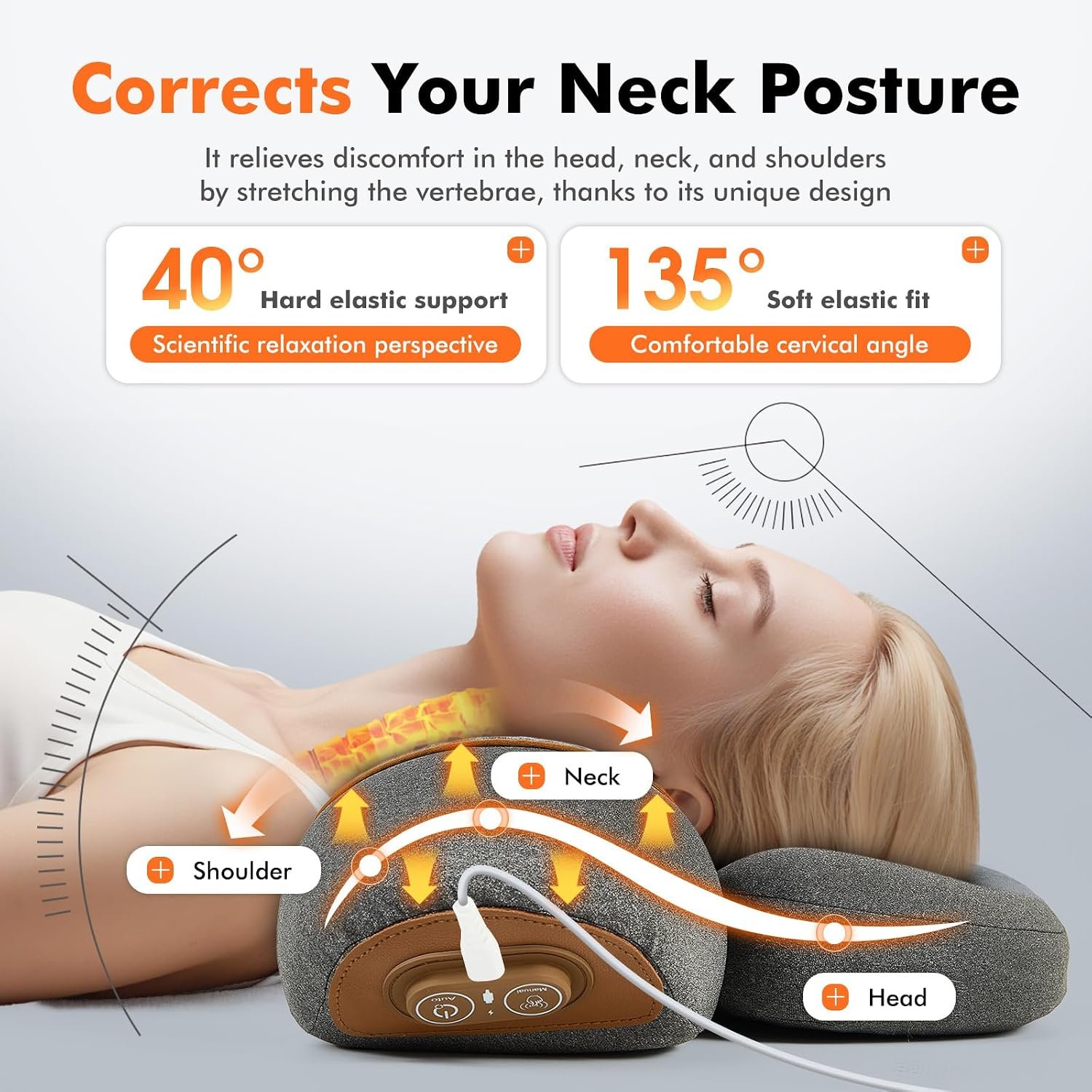 Neck Massager Pillow - 3-in-1 Neck Pillow with Battery, Travel Neck Massager Pillow for Shoulder Pain Relief, Deep Tissue Pain Relief with Heat and Stretching, Neck Hump Corrector for Women - Image 3