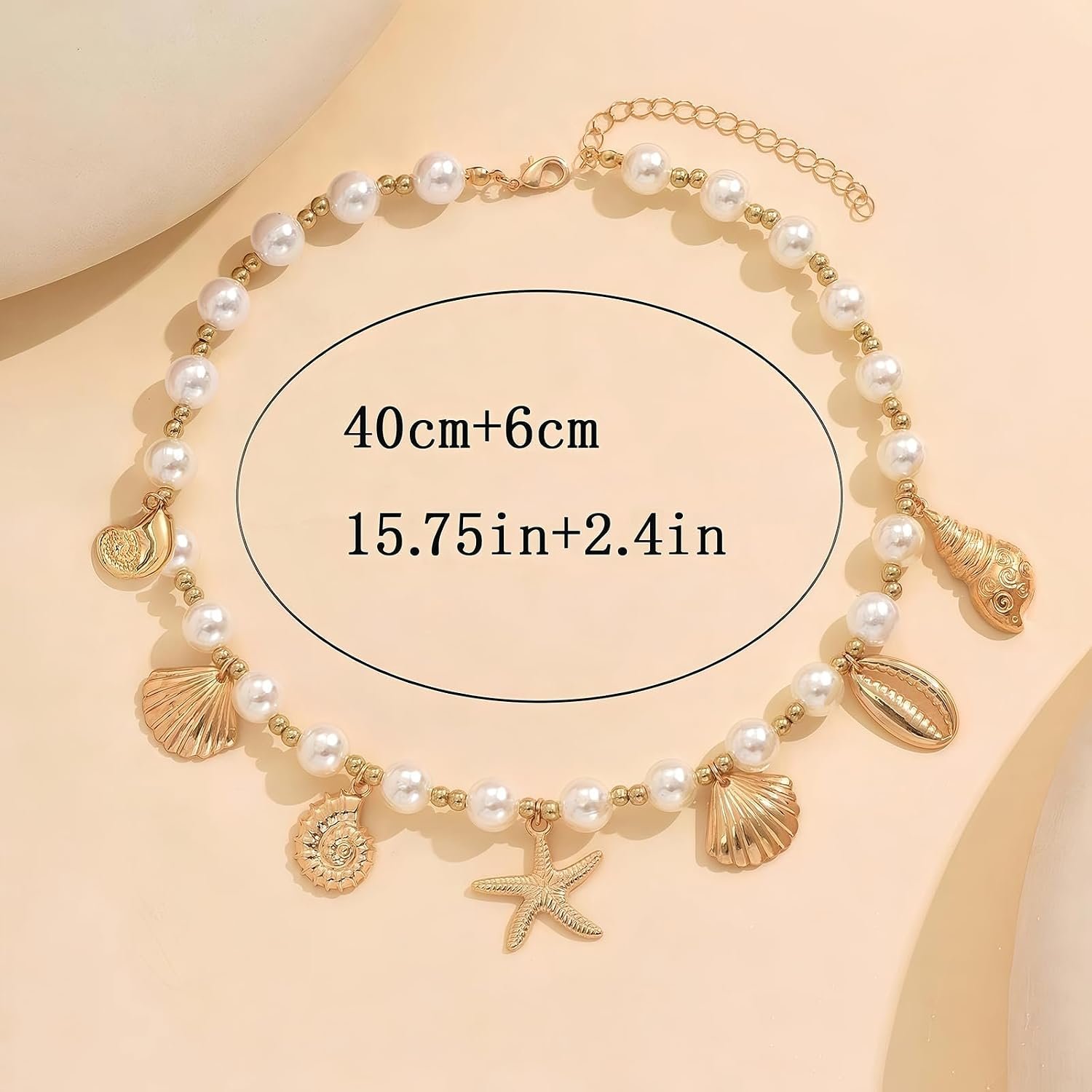 Nackiy Shell Starfish Necklace for Women, Boho Beach Vacation Jewelry | Gold Plated Layered Charm Necklace, Boho Bead Strands, Adjustable Fit, Pearl Shell Starfish Charms, Summer Jewelry Gift - Image 7