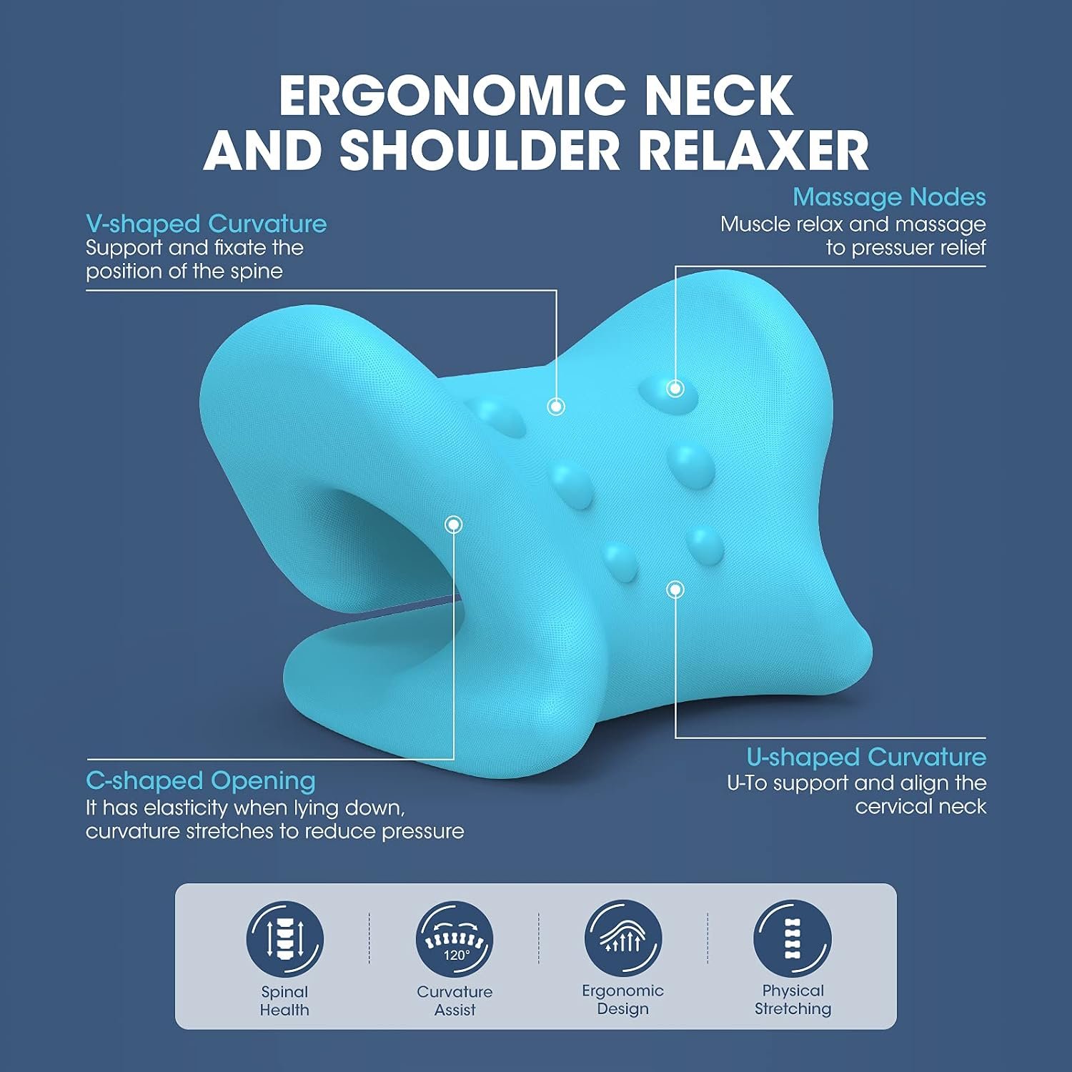 Neck and Shoulder Relaxer w/Magnetic Therapy Pillowcase, Neck Stretcher Chiropractic Pillows for Pain Relief, Cervical Traction Device for Relieve TMJ Headache Muscle Tension Spine Alignment - Image 4