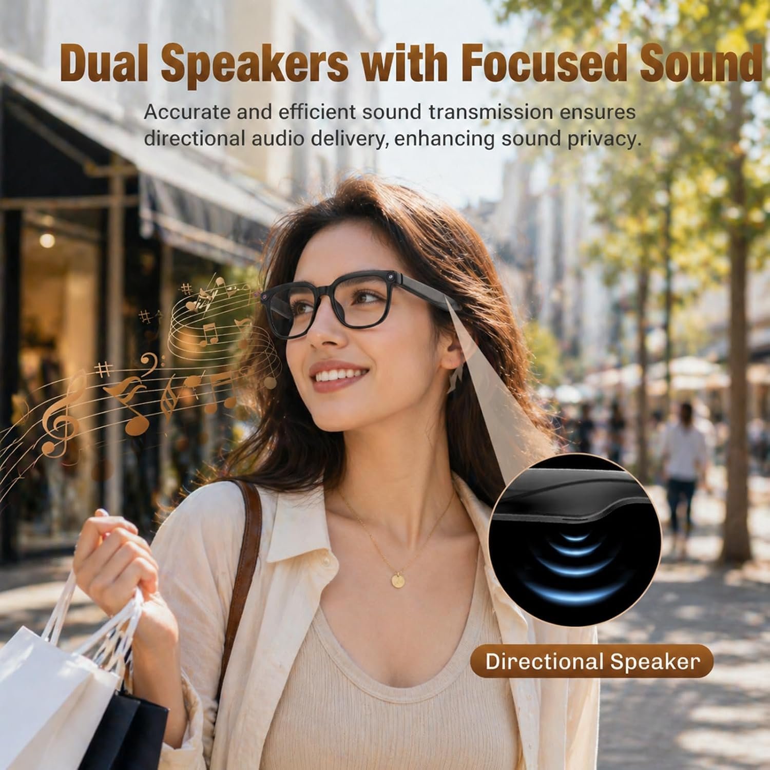 AI Smart Glasses with Camera, 4K HD Video & Photo Capture, Real-Time Translation, Recording Glasses with AI Assistant, Open-Ear Audio, Object Recognition, Bluetooth, for Travel (Transparent Lens) - Image 2