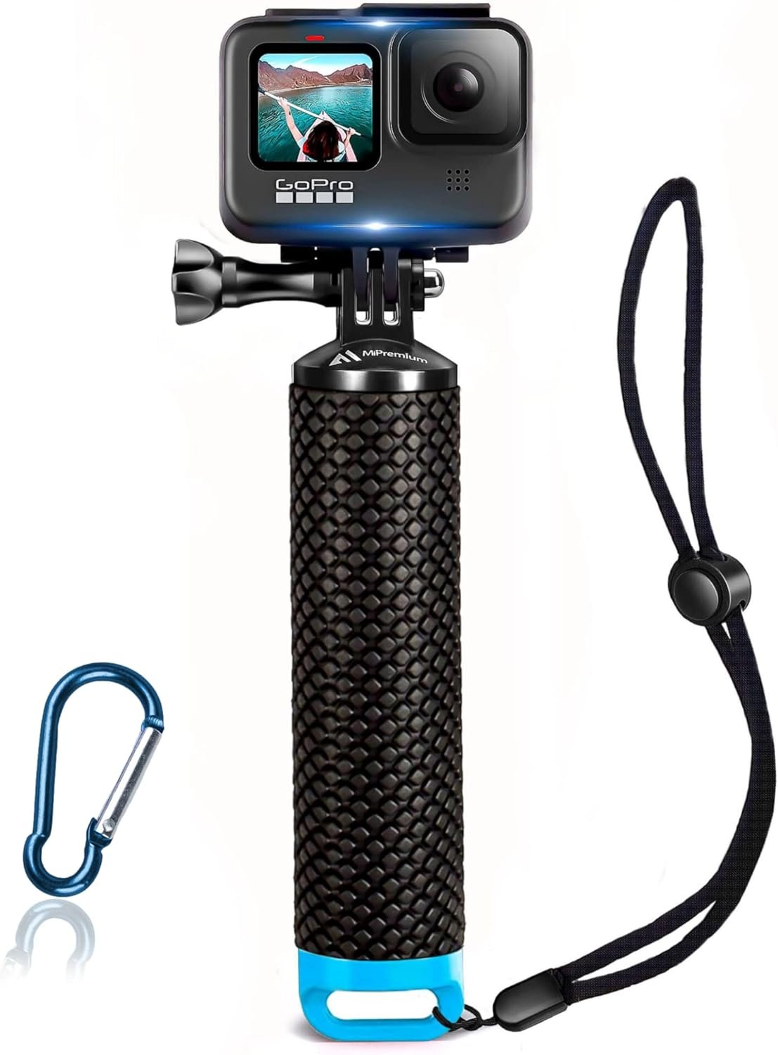 Floating Hand Grip Waterproof Monopod for GoPro Hero 13 12 11 10 9 8 7 6 5 | Compatible with Hero Session Black Silver Handler & Handle Mount Accessories Kit for Water Sport & Action Cameras (Blue)