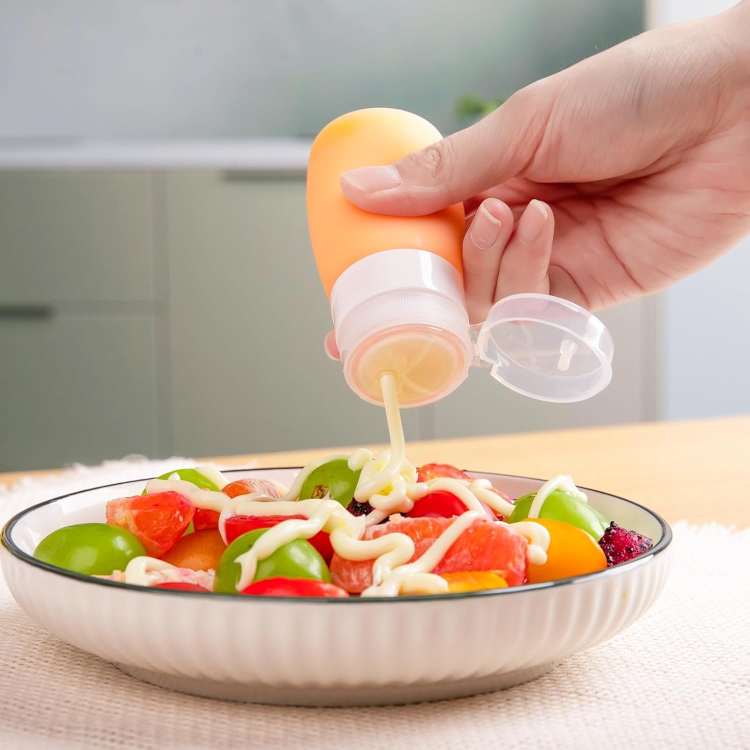 MICEBAY 2 oz Condiment Squeeze Bottles, Leakproof Salad Dressing Container | 4 Pack Silicone Salad Dressing Container to Go with Snack Storage Bag, Sauce Bottles for Lunch Box, Ketchup, Syrup, Candies - Image 8