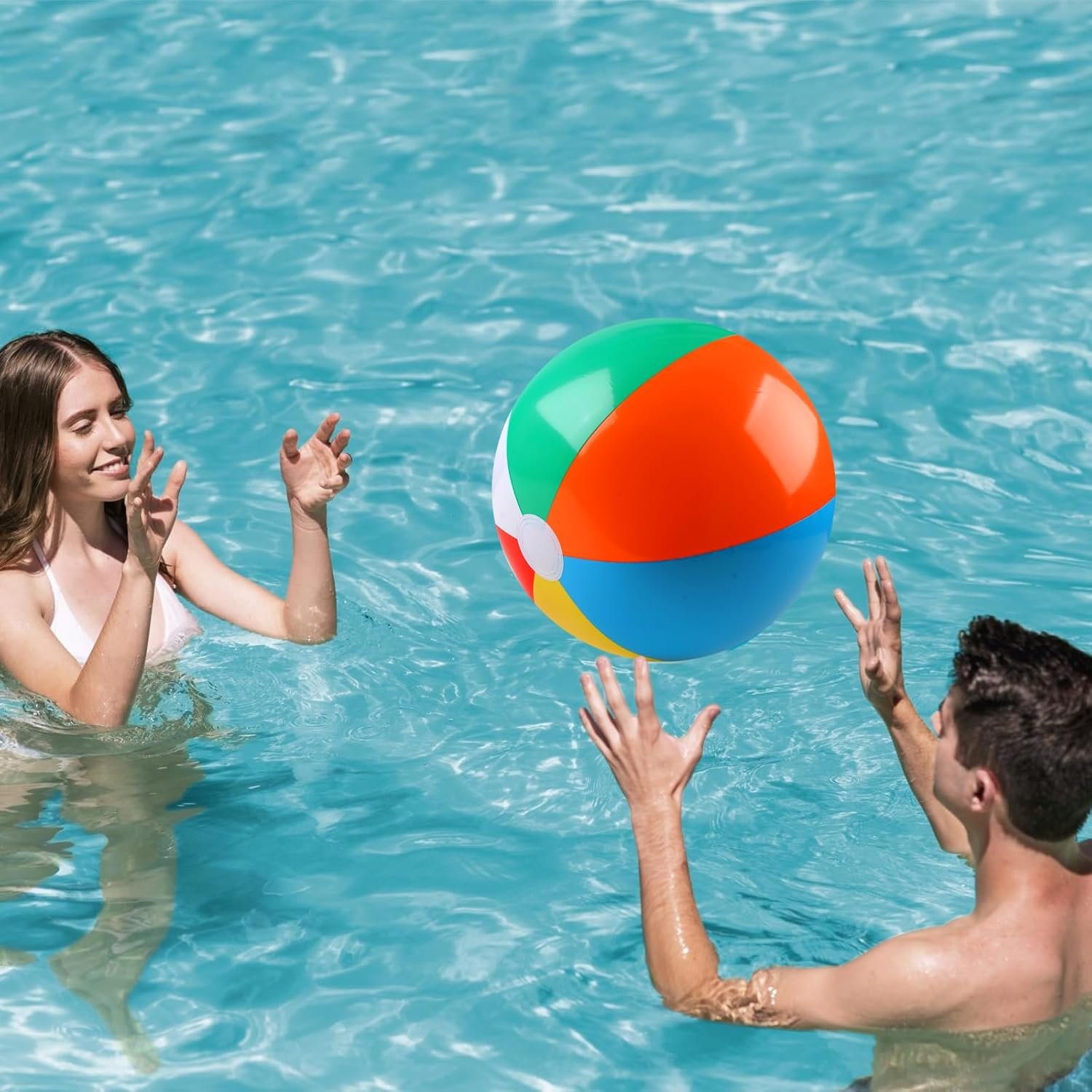 REGUICORP 2 Pack Beach Balls, 20 Inch Beach Balls, Rainbow Color Pool Toys Pool Balls for Swimming Pool, Beach Toys Inflatable Ball for Summer Parties and Water Games - Image 5
