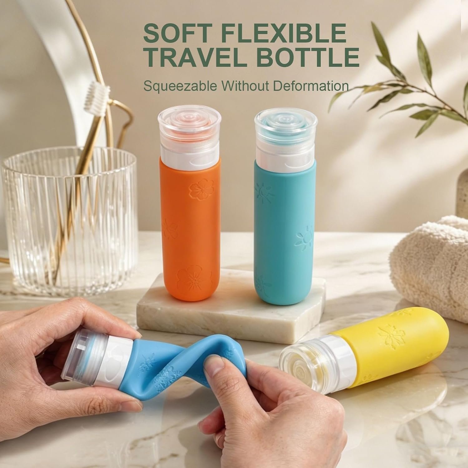16 Pack Travel Bottles for Toiletries, Silicone TSA Approved-Containers for Toiletries, 3oz Silicone Travel Bottles Set Leak Proof Refillable Liquid, Shampoo and Conditioner Travel Toiletry Bottles - Image 6
