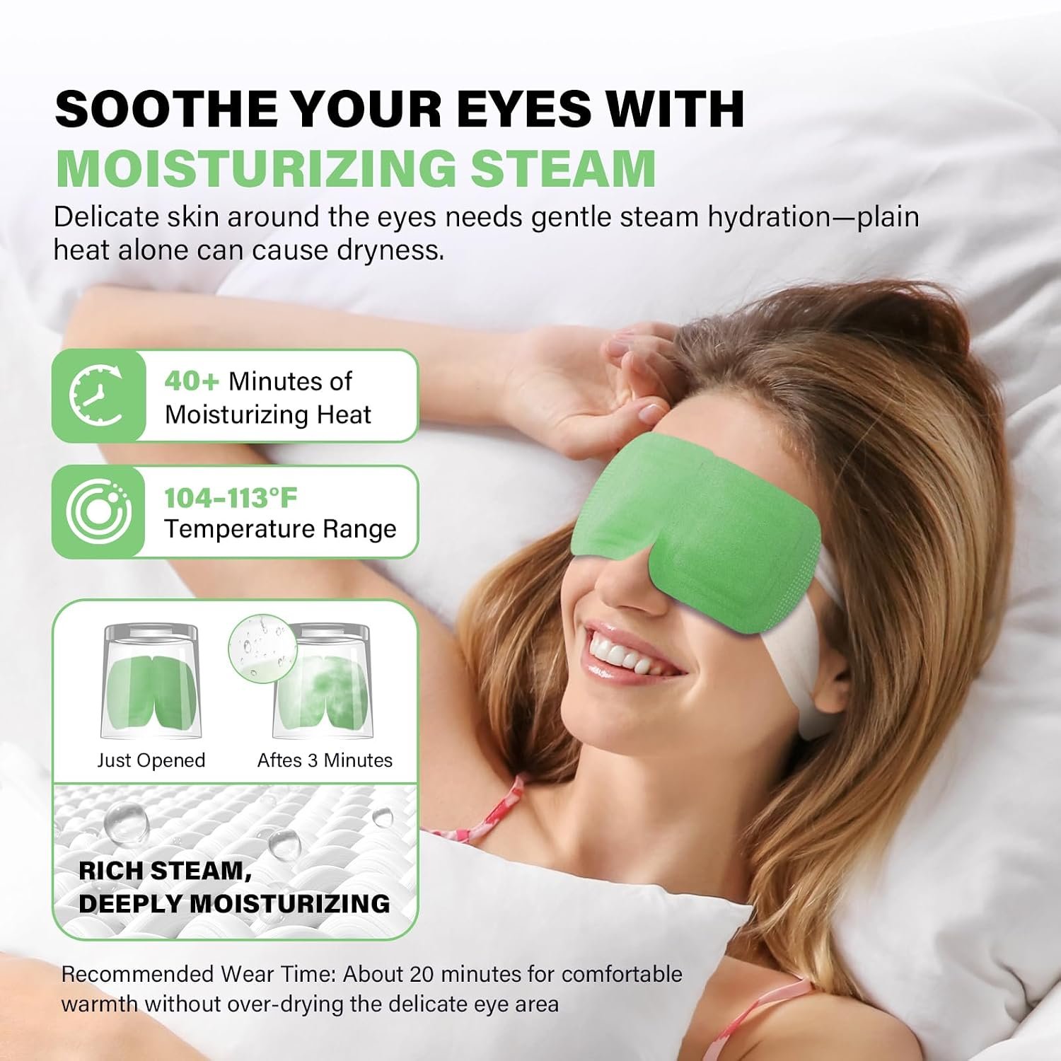 16 Packs Steam Eye Mask, Extra Deep Heat for Dry Eyes, Fast Relief for Irritation, Stye, Puffy Sensitive Eyes and Eye Strain, Disposable Self Heating Warm Compress (Unscented) - Image 7