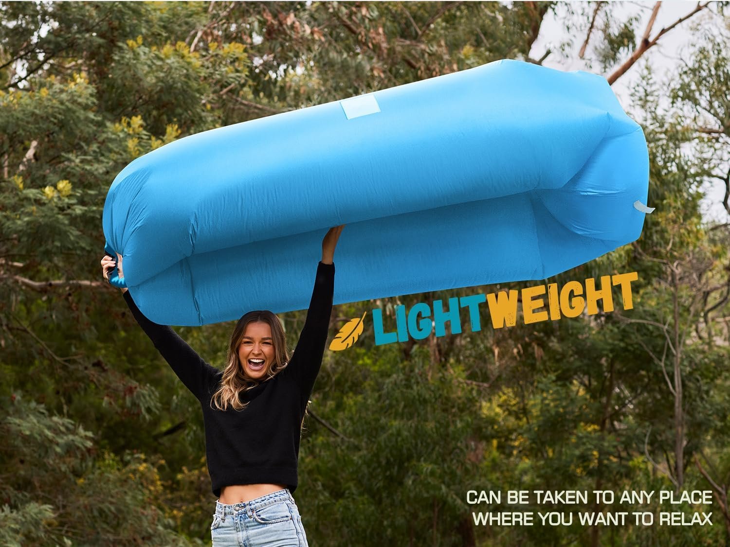 WEKAPO Inflatable Couch Air Lounger Chair - Camping & Beach Accessories, Portable Blow up Sofa for Hiking, Lawn, Indoor/Outdoor Movies & Music Festivals. Lightweight and Easy to Set Up Air Hammock - Image 3