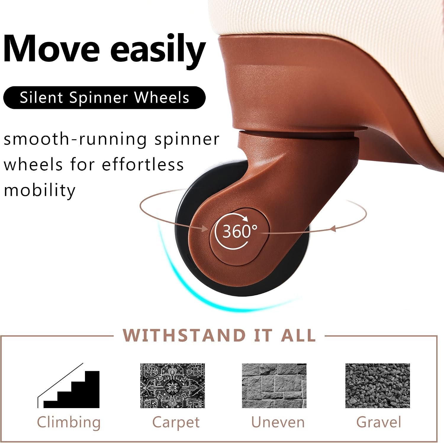 Luggage 3 Pcs ABS Hardside Luggage Sets Spinner Wheels Suitcases - Image 3