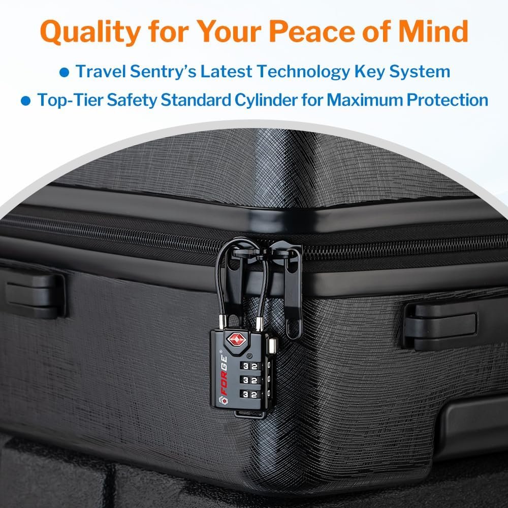 TSA Approved Cable Luggage Locks, Re-settable Combination with Alloy Body, Black 2 Locks. - Image 6