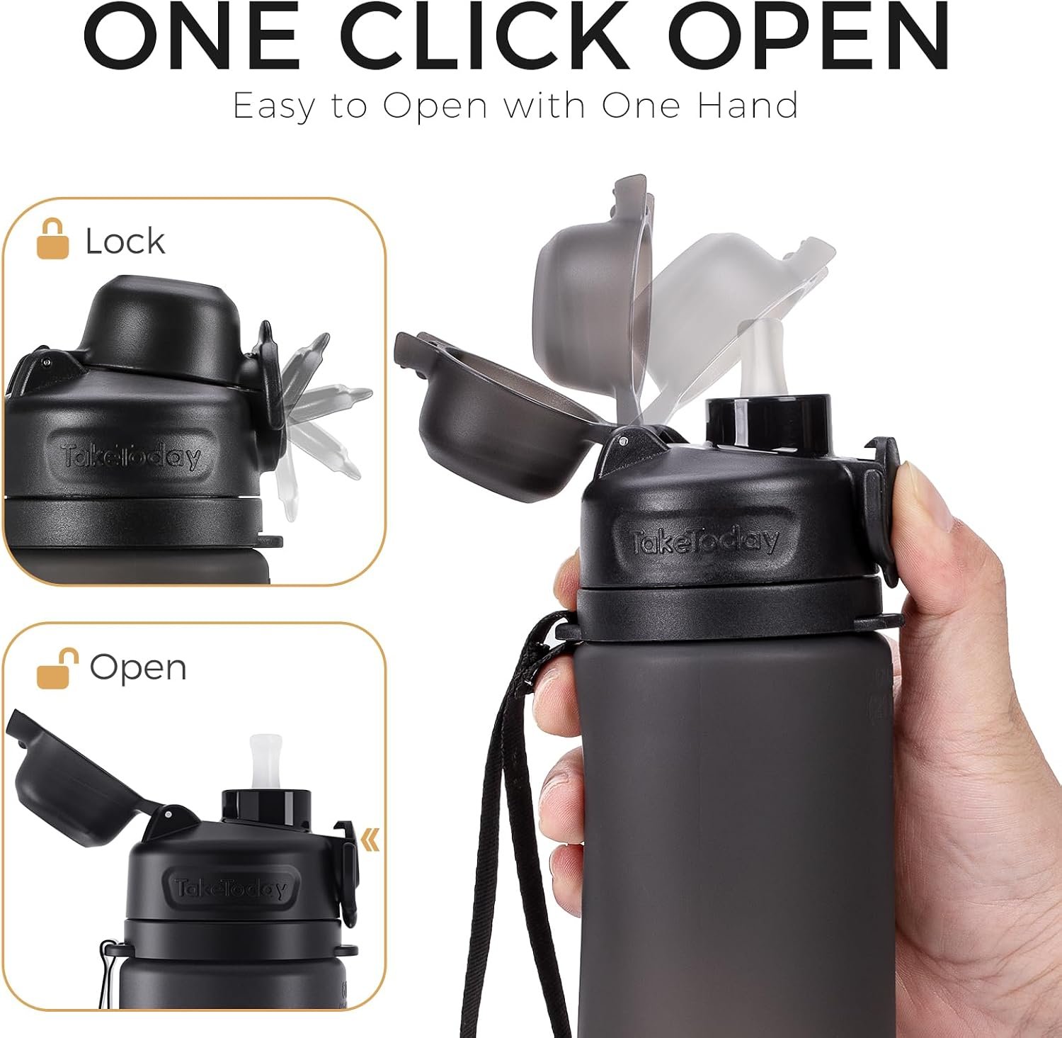 TakeToday Collapsible Water Bottles 21oz (600mL), Foldable Platinum Silicone Travel Water Bottle with Straw & Carry Strap, Leak-Resistant Screw Lid, Wide Mouth, BPA-Free for Hiking, Camping, Travel - Image 8