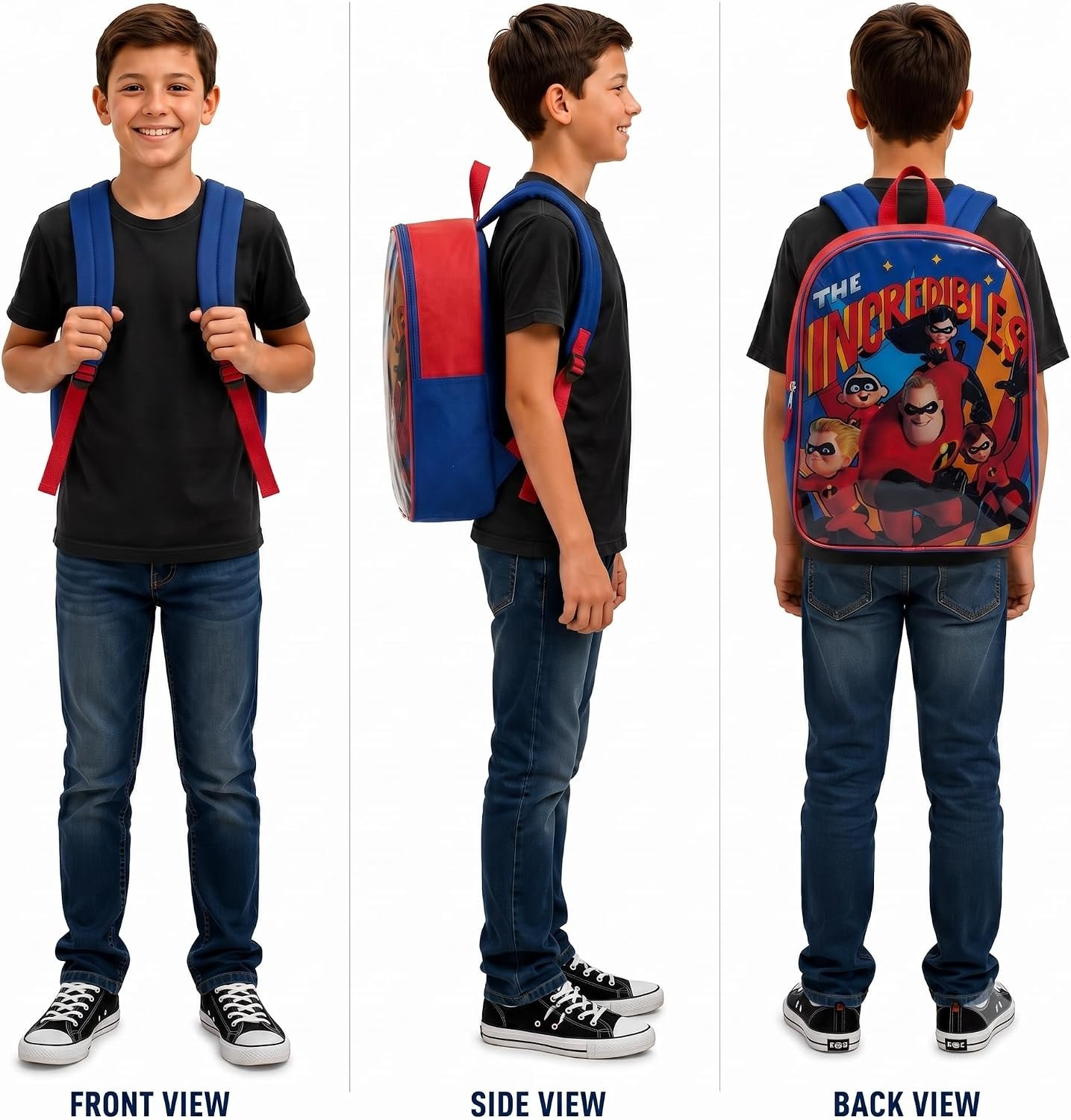 Disney The Incredibles Backpack - Boys Backpack for School | Cute Backpack & School Bag - Backpack for School, Daycare & Travel with Padded Straps, Roomy Zip Compartment & Top Handle - Image 6