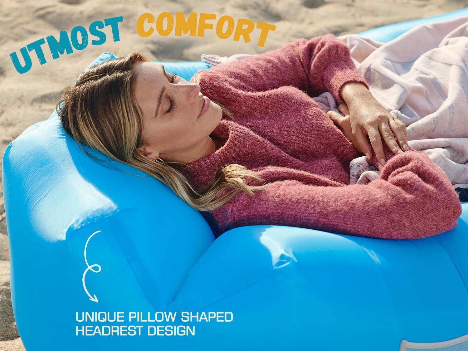WEKAPO Inflatable Couch Air Lounger Chair - Camping & Beach Accessories, Portable Blow up Sofa for Hiking, Lawn, Indoor/Outdoor Movies & Music Festivals. Lightweight and Easy to Set Up Air Hammock - Image 6