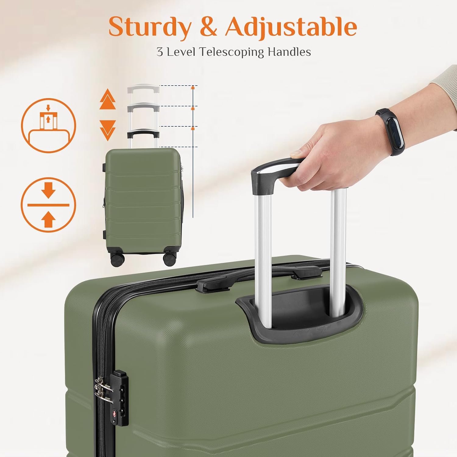 Sweetcrispy 28 Inch Checked Luggage, Suitcase with Spinner Wheels | Expandable, ABS Hard Shell, Lightweight, Rolling, Smooth, TSA Lock, Business Trips and Daily Vacations, Green - Image 2