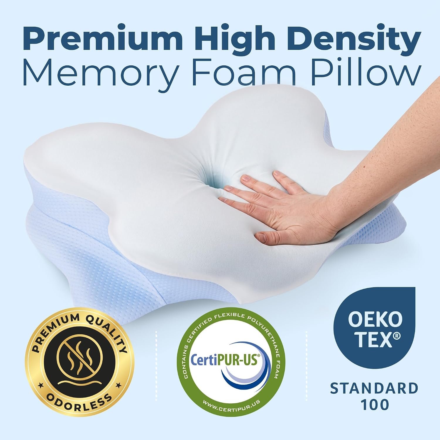 Derila Ergo Cervical Neck Pillow for Sleeping Pillow Contour Memory Foam Pillows for Back, Side Sleeper Pillows 21.25 x 14.17 x 4.72 inches | Pillows For Back, Side Sleeper Pillows 21.25 x 14.17 x 4.72 inches - Image 5