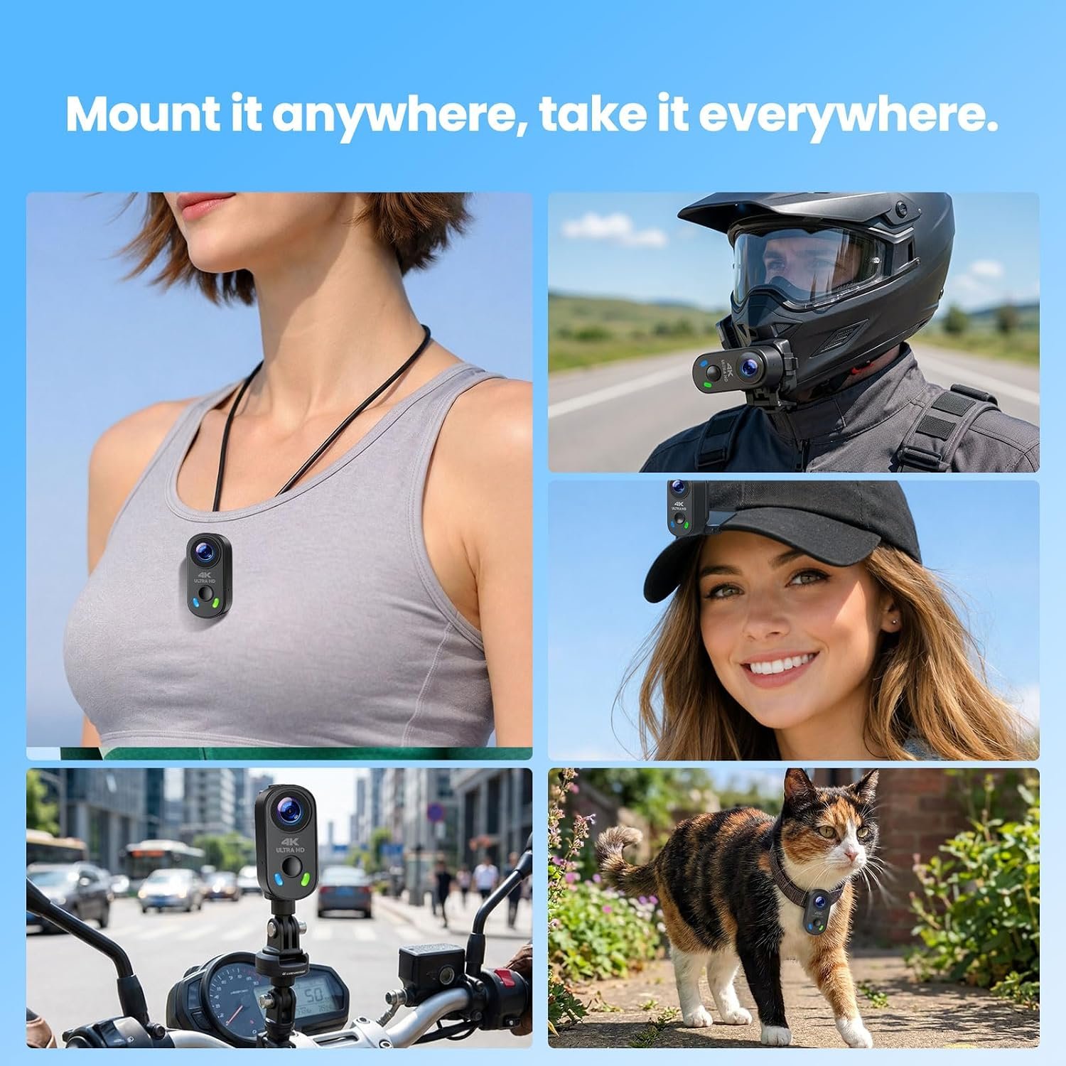 4K Mini Body Camera, Wearable Action Cam with Magnetic Mount, Charging Case, WiFi App Control POV Cam EIS Stabilization, 64GB SD Card, Hands-Free Recording for Vlogging Travel Cycling Motorcycle - Image 6
