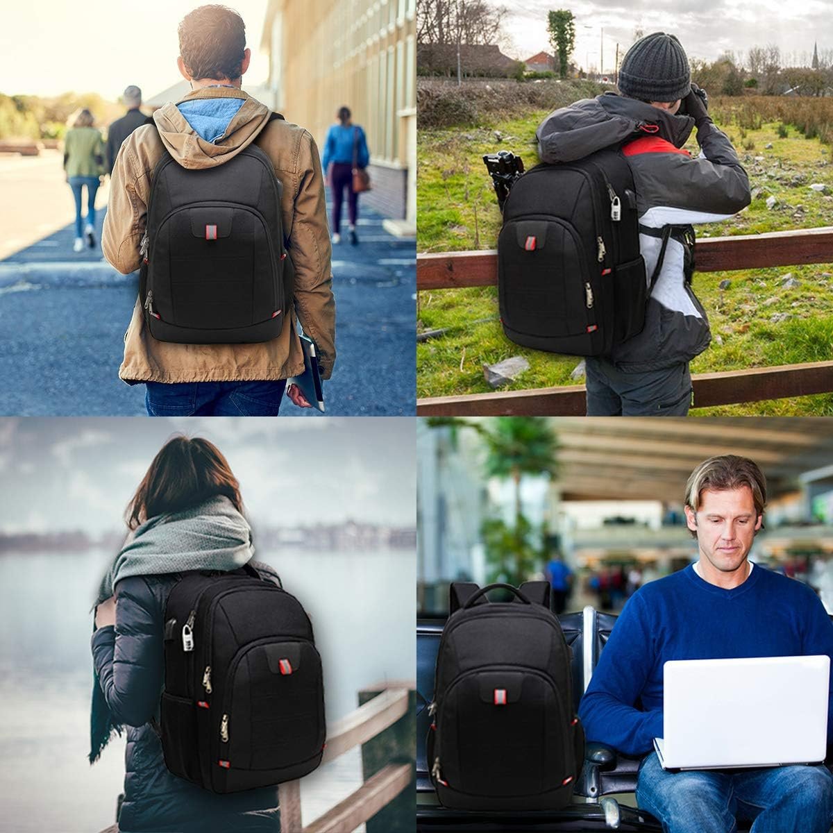 Della Gao Laptop Backpack for Men, 17.3inch Large Business Travel Backpack | with USB Charging Port, Water Resistant College Computer Bag for Men/Women - Image 6