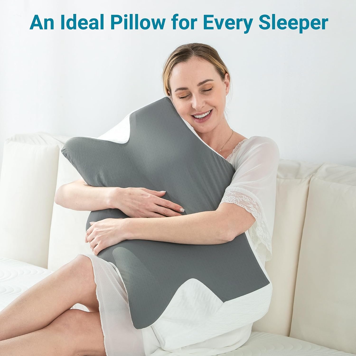 Elviros Cervical Neck Memory Foam Pillow with Removable Cooling Pillowcase | Ergonomic Orthopedic Bed Pillows for Neck Pain Relief, Neck and Shoulder Support, Suitable for Side Back Stomach Sleepers - Image 7