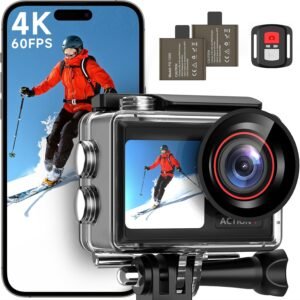 ODDV 4K60FPS 30MP Action Camera with Front LCD and Touch Rear Screens, Underwater Camera with 5X Zoom, 132FT Waterproof Camera, EIS, WiFi Remote Control(Black)