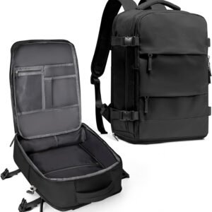 coowoz Travel Backpack For Women Men,Carry On Backpack,Hiking Backpack Waterproof Outdoor Sports Rucksack Casual Daypack Travel Essentials(Black) 25L