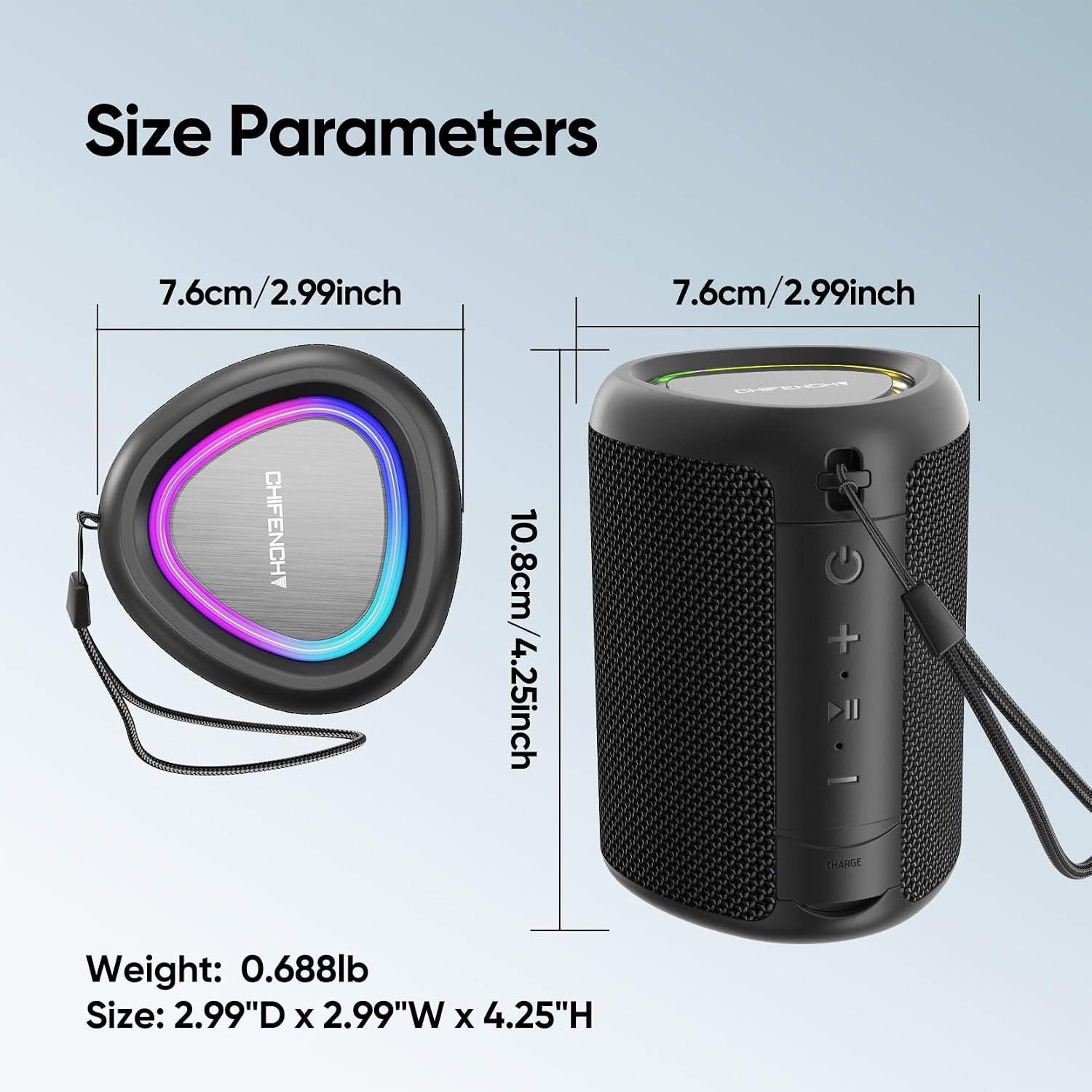 Portable Bluetooth Speaker Beach Essentials: IPX5 Waterproof for Outdoor/Powerful HD Sound/Dynamic Light/All Day Playtime/Wireless BT 5.3/TWS Pairing, Travel|Camping|Pool Accessorie, School Supplies | Powerful HD Sound,Dynamic Light,All Day Playtime,Wireless BT 5.3,TWS Pairing,Travel|Camping|Pool Accessorie,School Supplies - Image 9