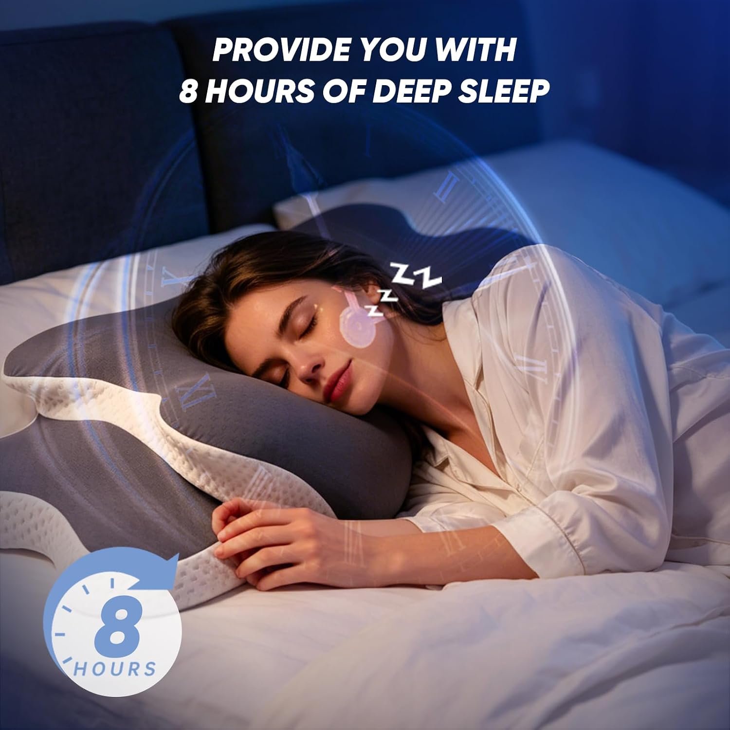 Ergonomic Cervical Pillow for Neck Pain Relief, Grey, 60*36*13cm | Dual-Height Contour, Neck Shoulder Support, Medium Memory Foam, Cooling Pillowcase, for Side Back Stomach Sleepers - Image 8