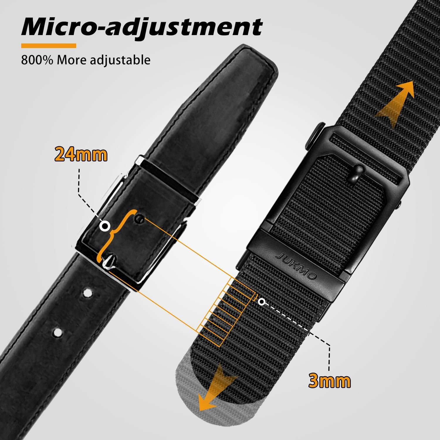 JUKMO Men's 1.5" Ratchet Nylon Tactical Work Belt | Automatic Slide Zinc Alloy Buckle, Adjustable Trim to Fit - Image 3