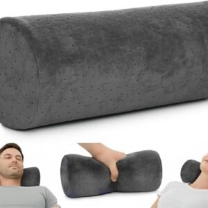 AllSett Health Round Cervical Roll Cylinder Bolster Pillow with Removable Washable Cover, Ergonomically Designed for Head, Neck, Back, and Legs, Grey | 13"X 5"