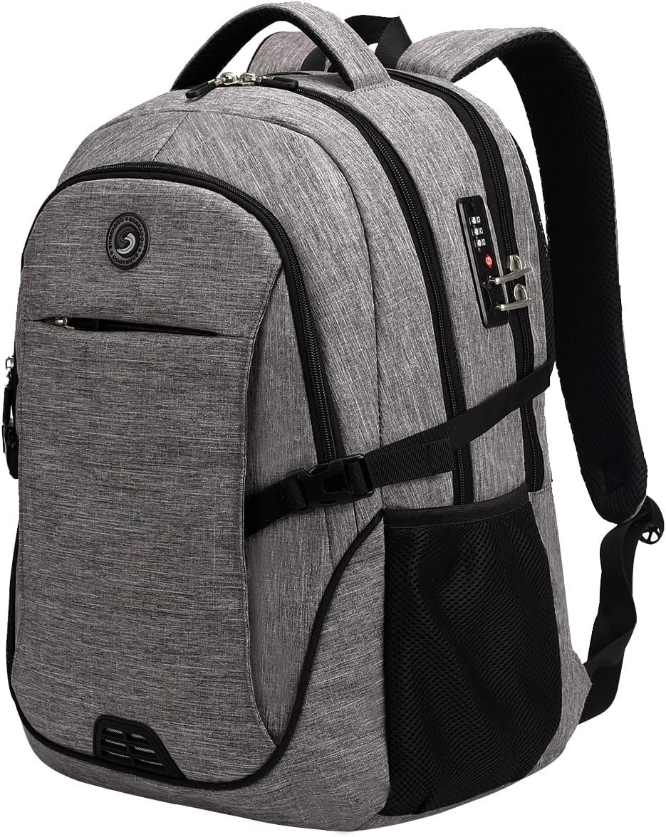 SHRRADOO Travel Laptop Backpack for Men Women, College High Schoolbag | Anti Theft Backpack with Combination Lock, Carry On Flight Approved, Fit 17 Inch Laptop, Bookbag School Backpack,Work Daypack