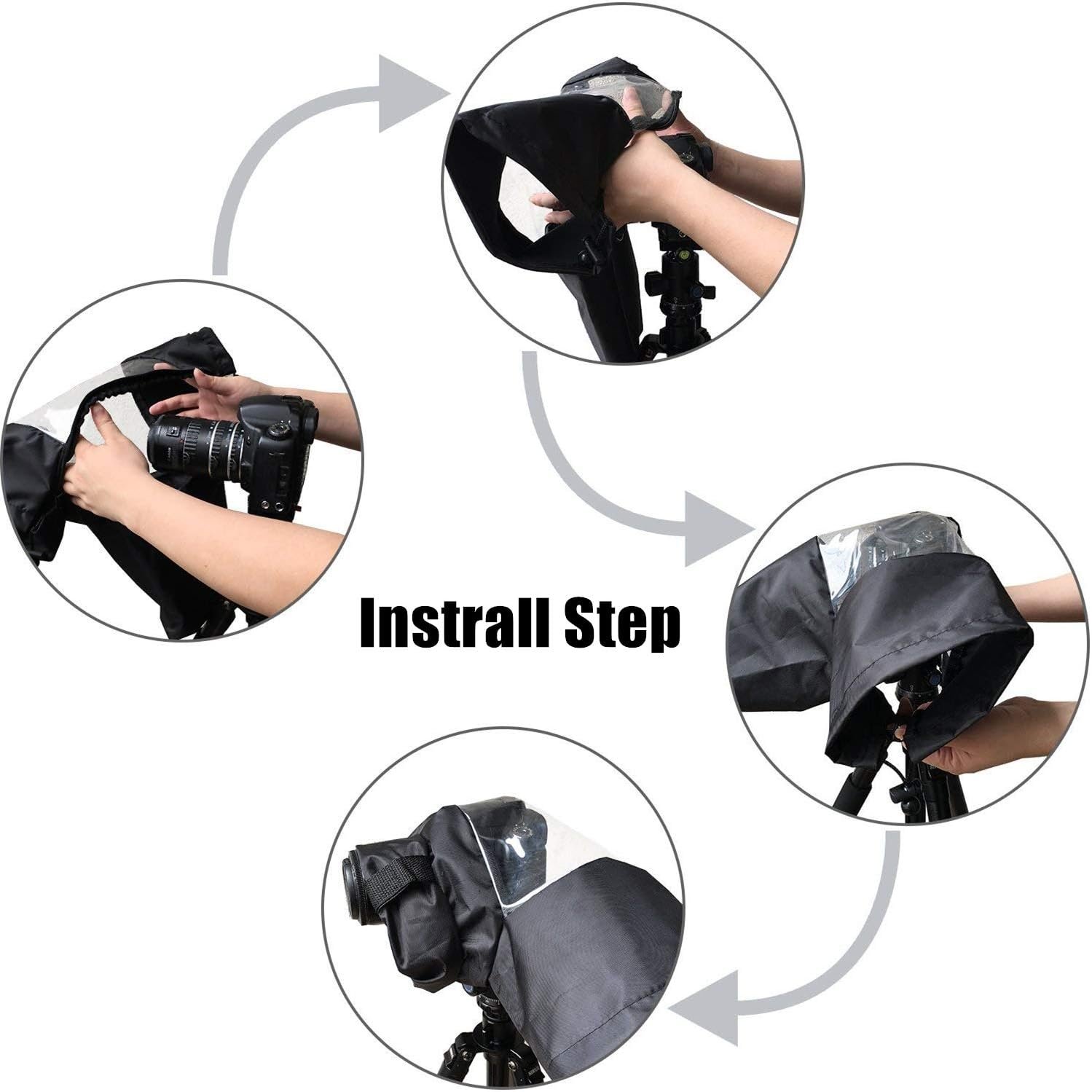 Waterproof Camera Rain Cover Soft Black Camera Rain Lens Covers | Professional Camera Sleeve Weather Protector Lens Jacket Covers for All DSLR SLR Cameras - Image 4