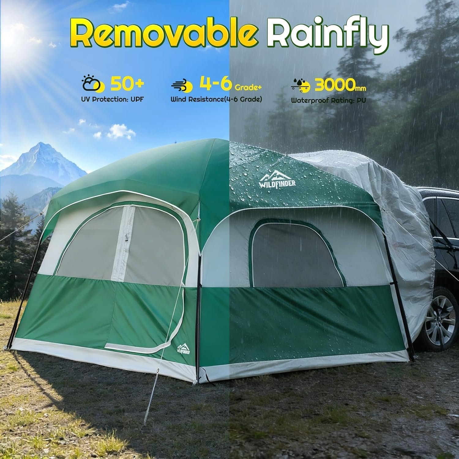 SUV Tent, Car Tents for Camping, Universal SUV Tailgate Tent | 10x9ft Large, PU3000 Waterproof, Camping Tent Universal Compatible with SUV, CUV, Easy Setup Standalone Shelter for Outdoor - Image 6