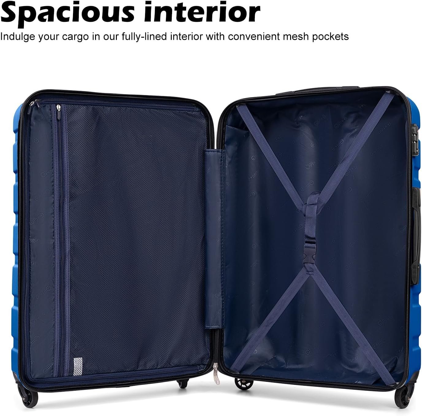 Coolife Luggage Set, Lightweight Durable Hardshell, 3 piece, Blue | suitcase set with 360° Spinner Wheels, TSA-approved Lock, Checked Family Travel, 20/24/28 Inch - Image 5