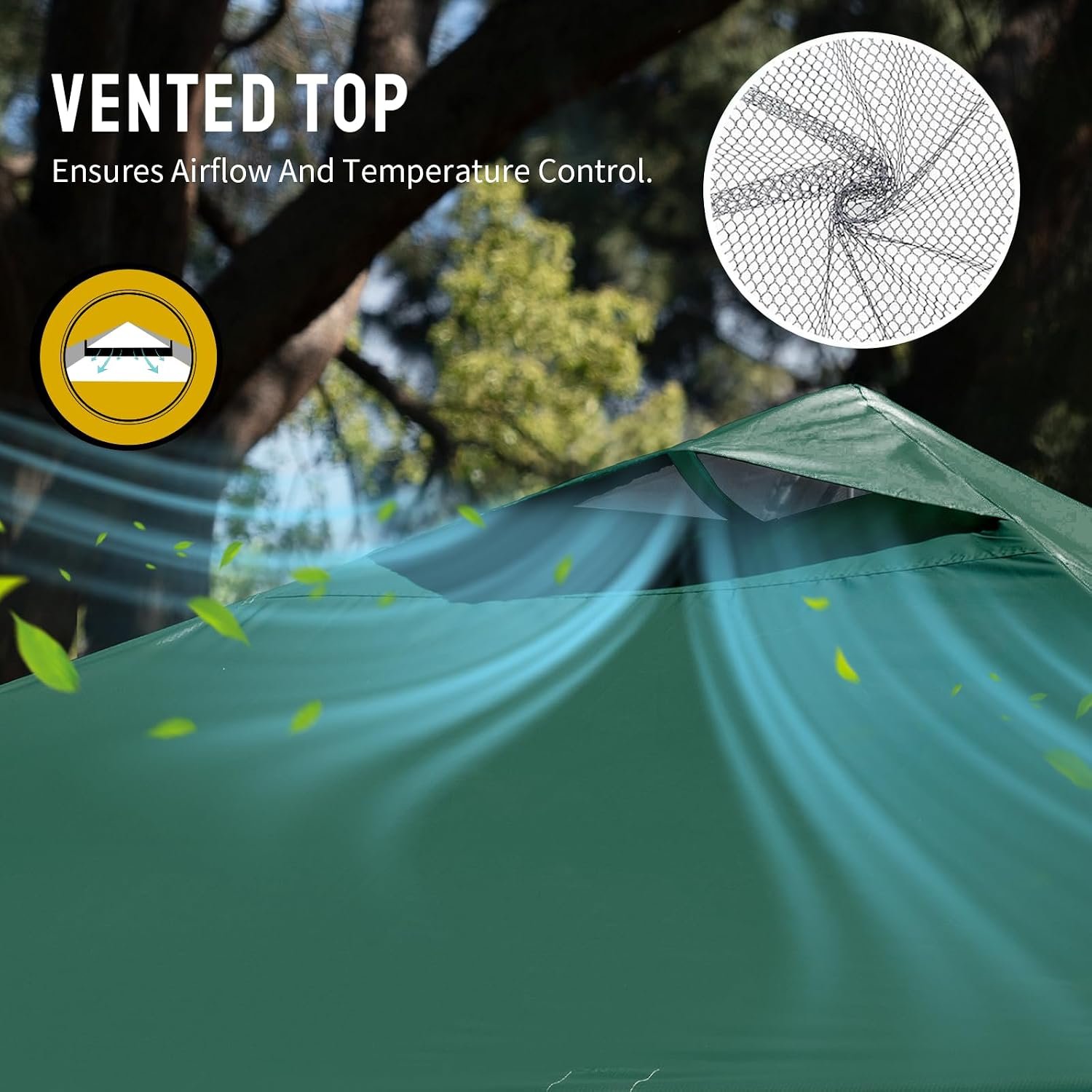 CROWN SHADES 10x10 Pop Up Canopy Tent with One Push Setup, Forest Green | Patented CenterLok, Easy Outdoor Sun Shade for Events, Parties, Camping - Gazebo with STO-N-Go Cover Bag, Silver-Coated Top - Image 4