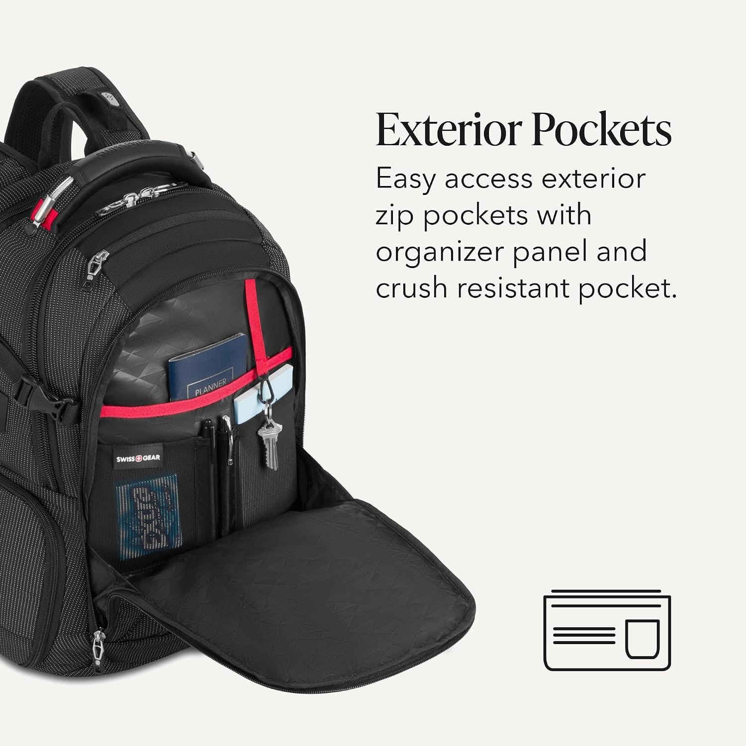 SwissGear Travel Tech Elite Laptop Backpack – Fits Laptops up to 16” – ScanSmart TSA-Friendly Backpack with USB Port, Shoe Compartment & Organizer Pockets – Black Dot - Image 4