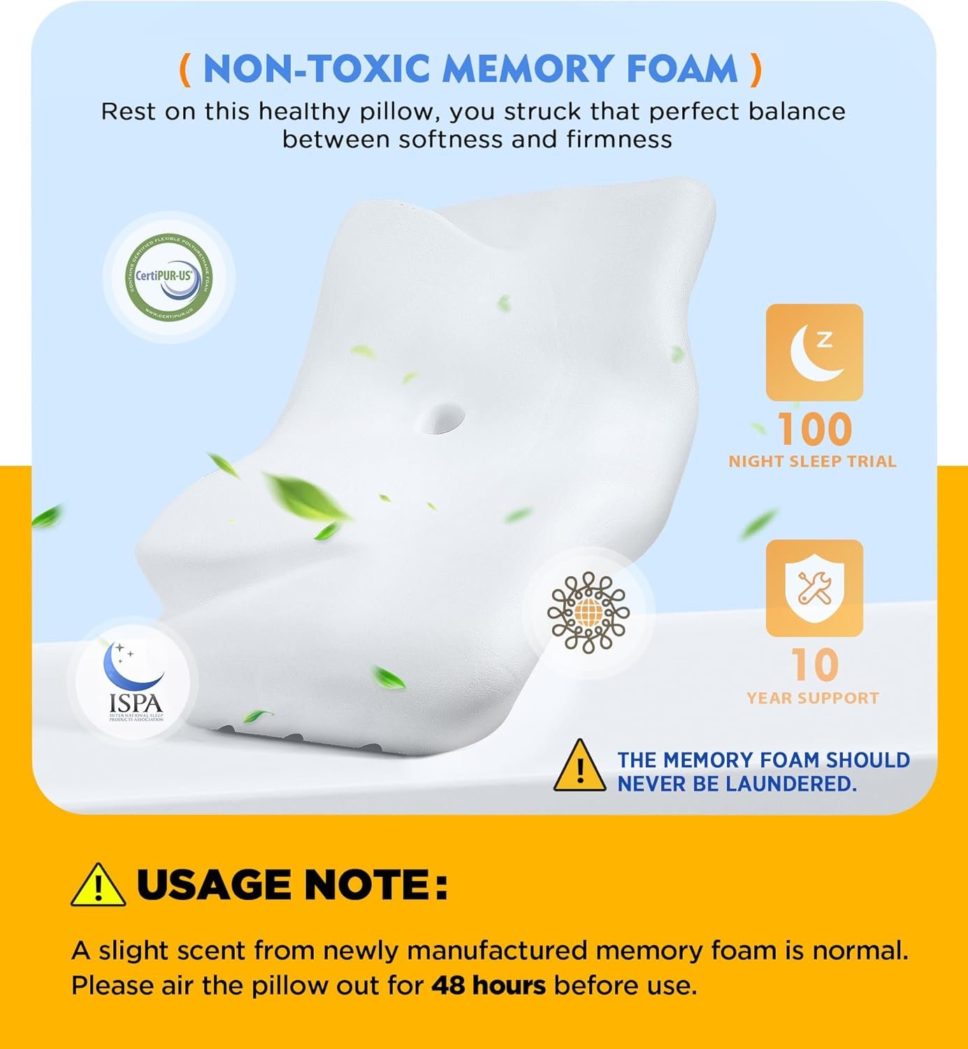 Cervical Pillow for Neck Pain Relief, Hollow Design Odorless Memory Foam Pillows with Cooling Case, Adjustable Orthopedic Bed Pillow for Sleeping, Support for Side Back Sleepers - Image 5