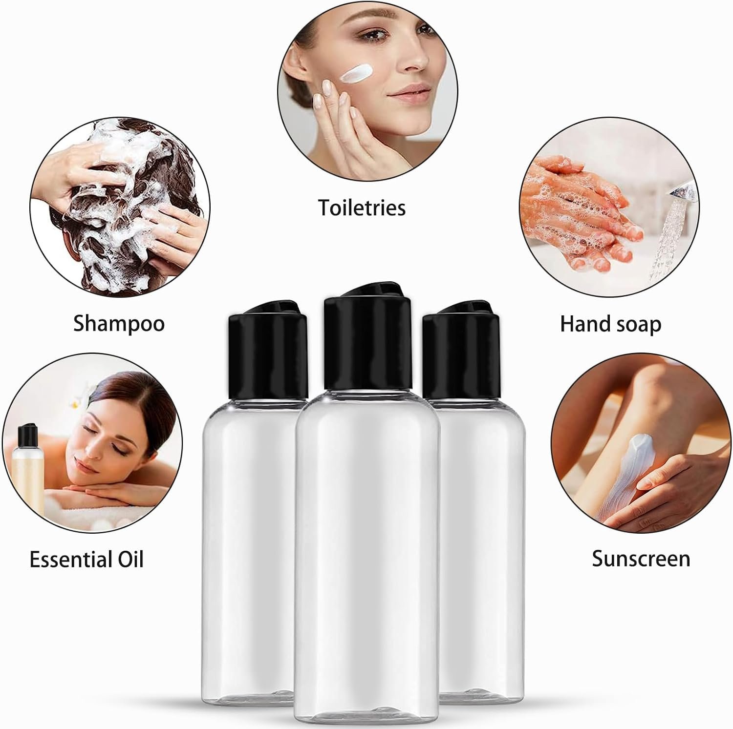 DNSEN 5 Pack 3.4 oz Travel Bottles for Toiletries TSA Approved Leakproof Plastic Empty Travel Size Bottles Containers with Labels - Image 5
