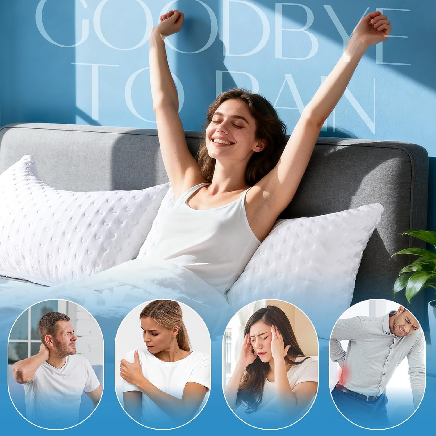 Side Sleeper Pillows for Neck & Shoulder Comfort - Ergonomic Curved Crescent Design, Adjustable Shredded Memory Foam, Cooling & Soft Cover, Extra Fill Included, Queen Size - Image 8