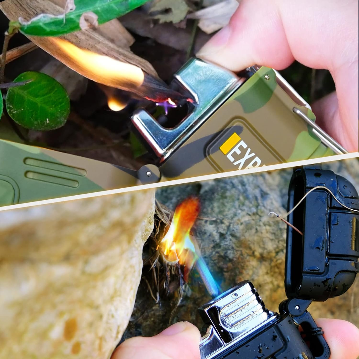 2 Pack Waterproof Lighter Outdoor Windproof Torch Lighters Dual Arc Butane Electric Lighters USB Rechargeable Lighters Flameless Plasma Lighter Camping Hiking Adventure Survival Tactical Gear - Image 6