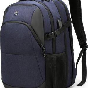 Swissdigital Design Backpack for Men & Women Fit 17 Inch Computer SD1671-12 | Travel Laptop Backpack,College Bag, Business Bag, with USB Charging Port,RFID Protetion Pocket, 35l Expandable, Blue