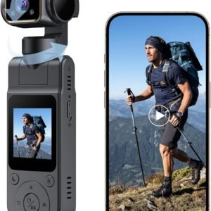 Body Camera with Audio & Video Recording Handheld Vlogging Camera | 1080P FHD | 270° Rotationg Lens | Night Vision | Connects to Phone | 1.54in Screen | Magnetic Clip | Camera for Vlogging