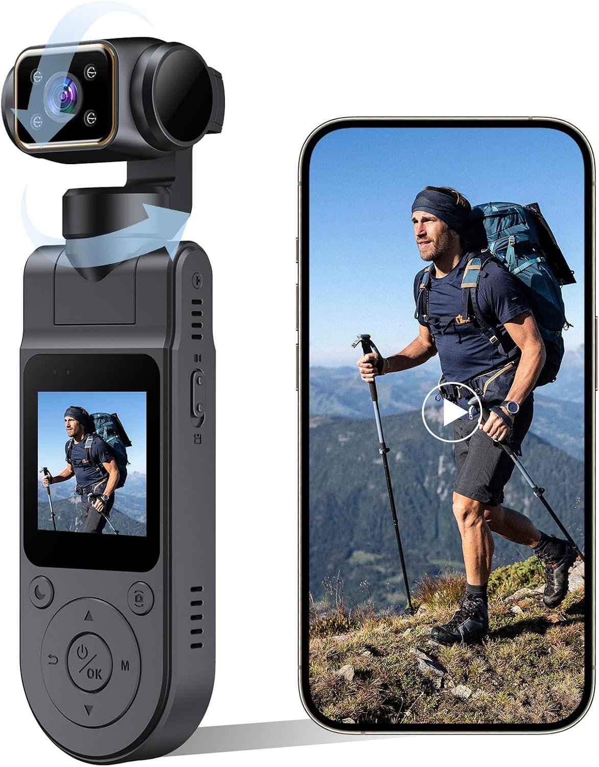 Body Camera with Audio & Video Recording Handheld Vlogging Camera | 1080P FHD | 270° Rotationg Lens | Night Vision | Connects to Phone | 1.54in Screen | Magnetic Clip | Camera for Vlogging