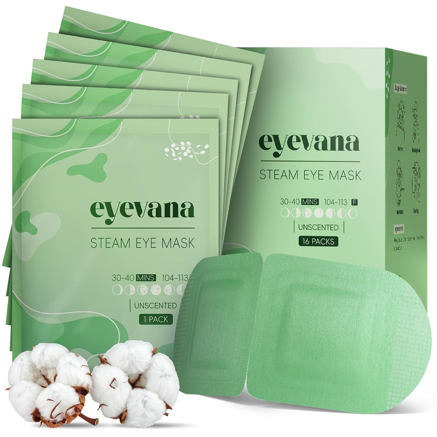 16 Packs Steam Eye Mask, Extra Deep Heat for Dry Eyes, Fast Relief for Irritation, Stye, Puffy Sensitive Eyes and Eye Strain, Disposable Self Heating Warm Compress (Unscented)