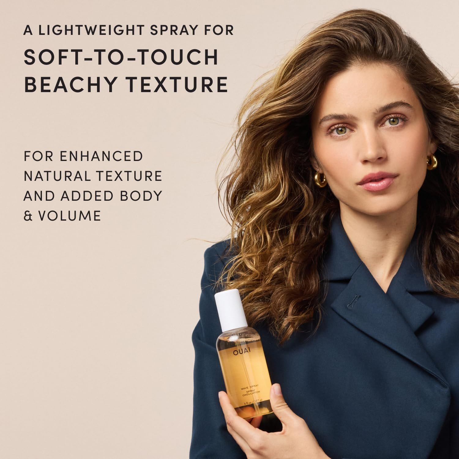 OUAI Travel Size Wave Spray - Texture Spray for Hair with Coconut Oil and Rice Protein - Adds Texture, Volume & Shine for Beach Waves - Paraben Free, Safe for Color & Keratin-Treated Hair (3 fl oz) - Image 2