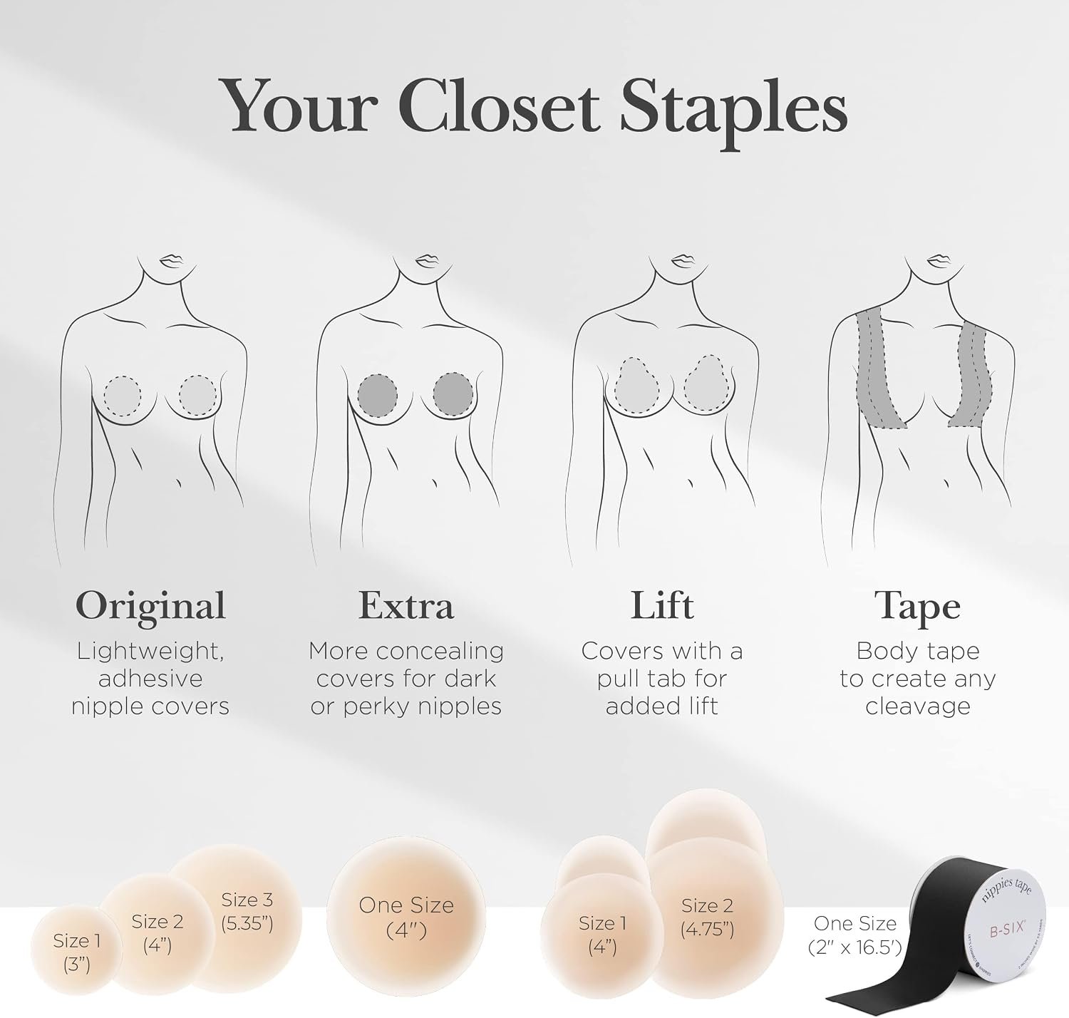 Nippies Reusable Nipple Covers, Skin Safe Pasties in Circle or Lift Style | Dermatologist Tested Adhesive Pasties, Sticky Up to 20 Wears, Stays On through Sweaty Summer Heat, Travel Case Included - Image 8