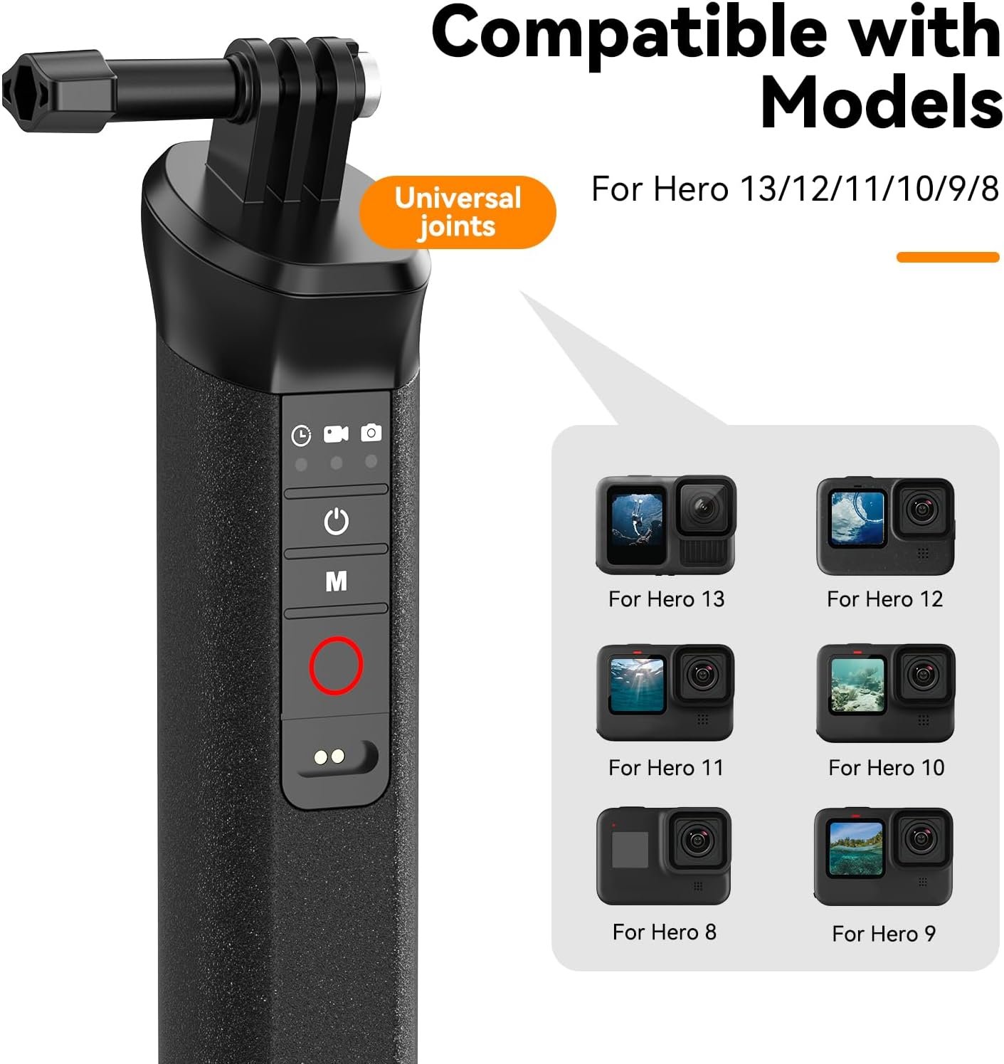TELESIN Floating Selfie Stick with Bluetooth Remote for GoPro 13-8 | Compatible with GoPro Hero 13/12/11/10/9/8 Black Waterproof Floating Handle Grip with Bluetooth Remote Control - Image 3