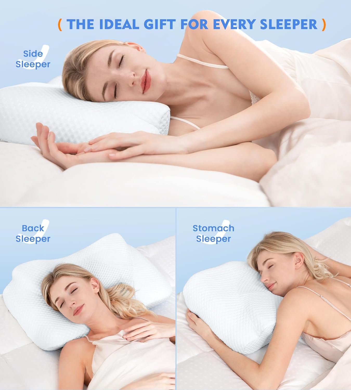 Cervical Pillow for Neck Pain Relief, Hollow Design Odorless Memory Foam Pillows with Cooling Case, Adjustable Orthopedic Bed Pillow for Sleeping, Support for Side Back Sleepers - Image 7