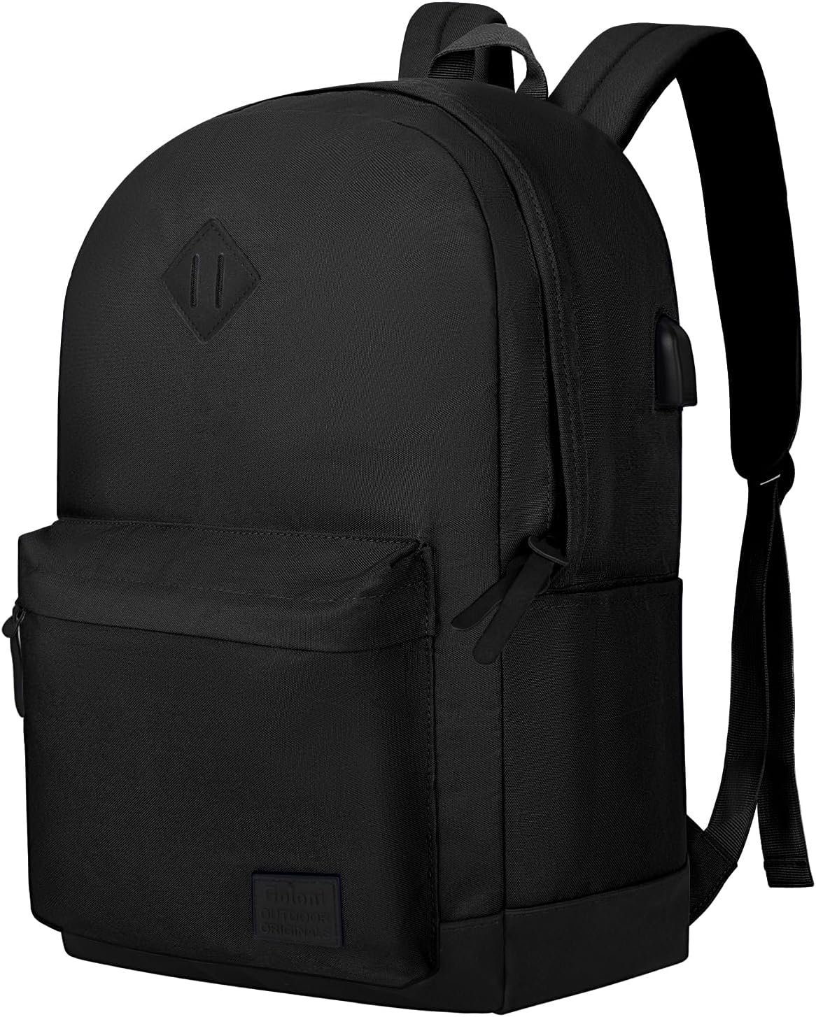 Backpack for Men Women,Travel Laptop Backpack, Water Resistant 17.3 Inch USB Charging Backpack, Large Capacity Work Commute Bag,All Black