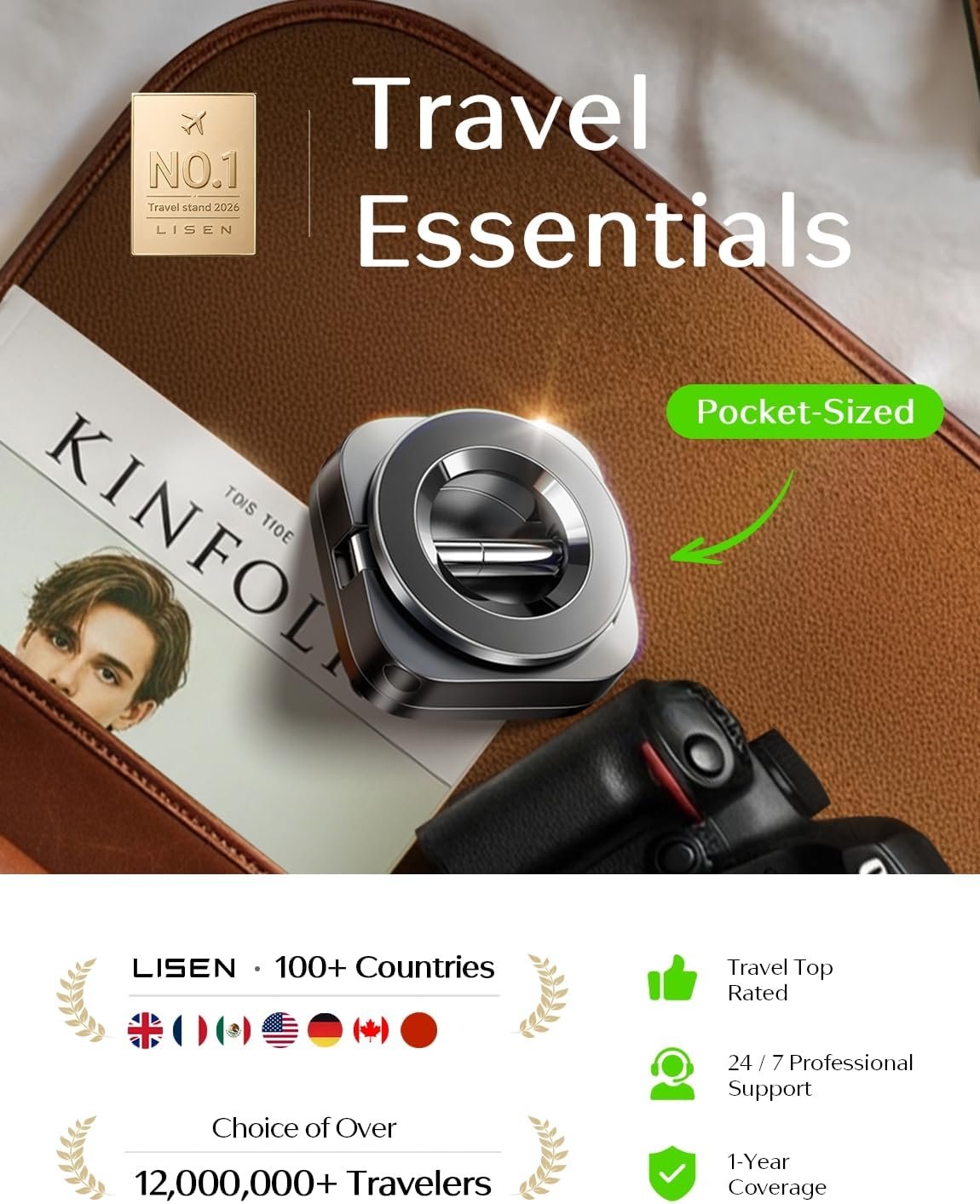 LISEN Airplane Travel Essentials for Flying Airplane Phone Holder for Desk | Phone Stand Hands Free MagSafe Travel Accessories Flying Long Flight Essentials Airplane Gadgets Gifts for Men - Image 3