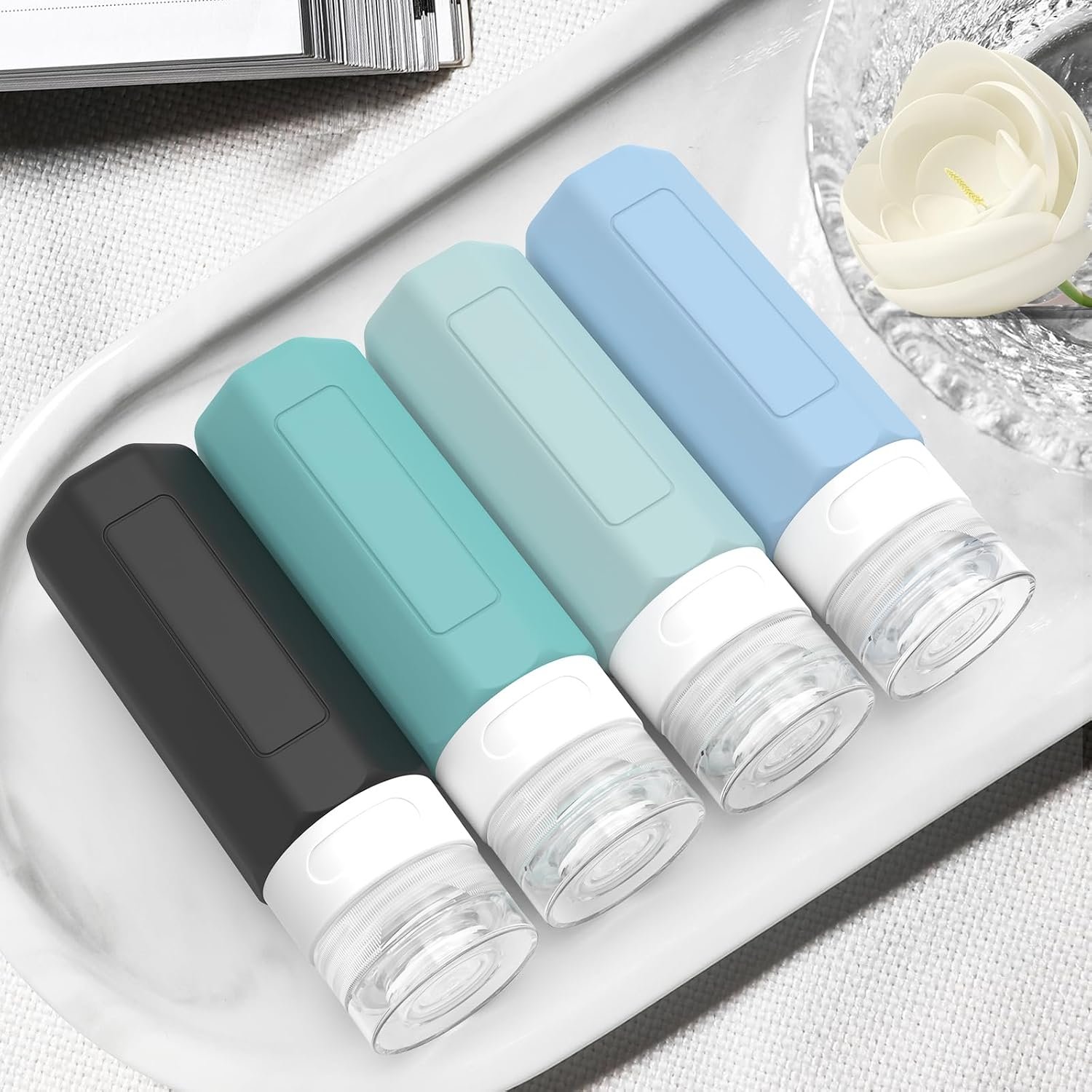 Redfly Travel Bottles for Toiletries, Tsa Approved 3oz Travel Size Containers, Leak Proof Travel Size Toiletries Bottles Silicone, BPA Free Refillable Shampoo Conditioners Essentials Kit, Gray - Image 6