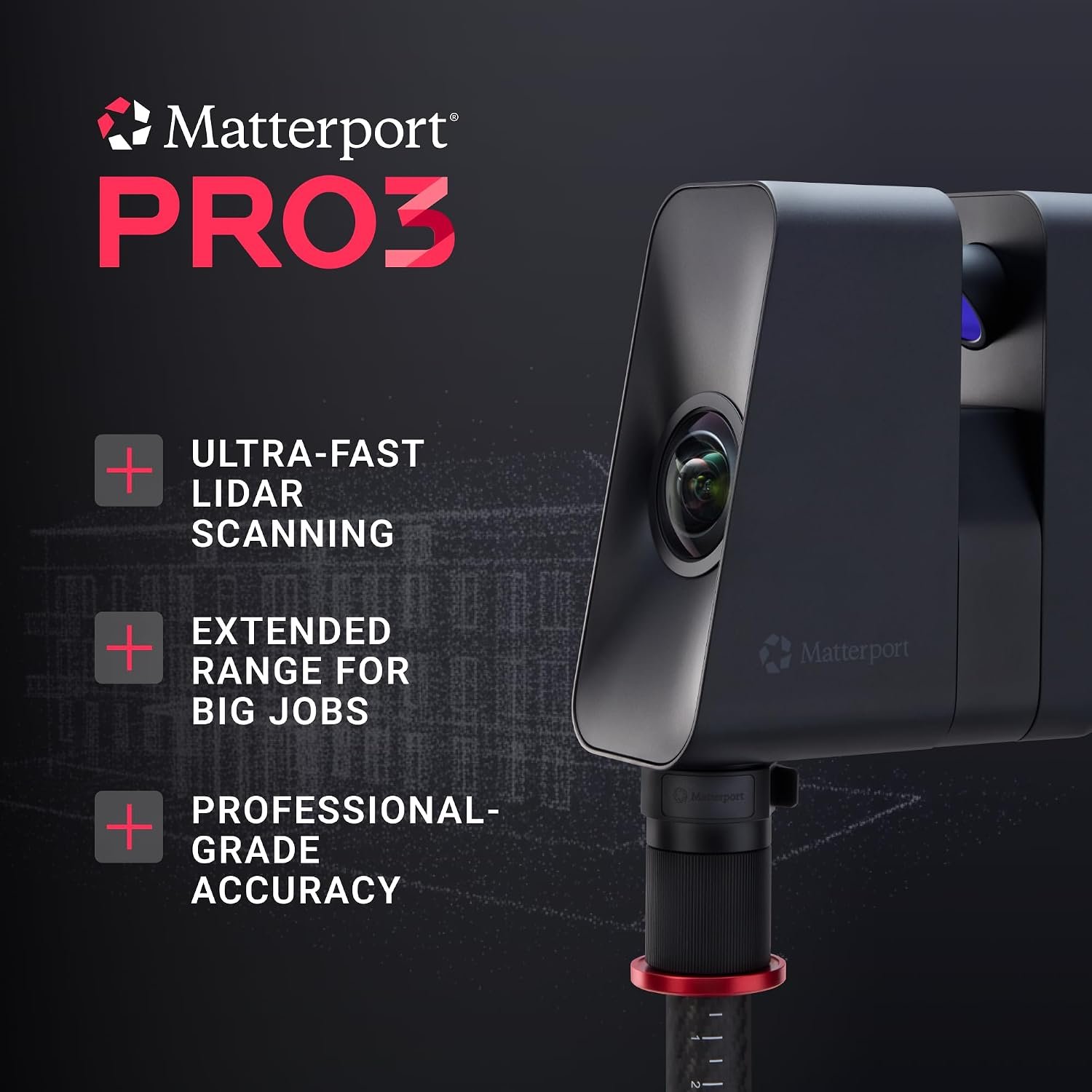 Matterport Pro 3 Performance Kit 3D LiDAR Scanner for 3D Virtual Tours | 360° Views, 4K Photography, High-Accuracy Indoor and Outdoor Space Capture, Up to 100m LiDAR Scanning, Under 20-Second Scans - Image 2